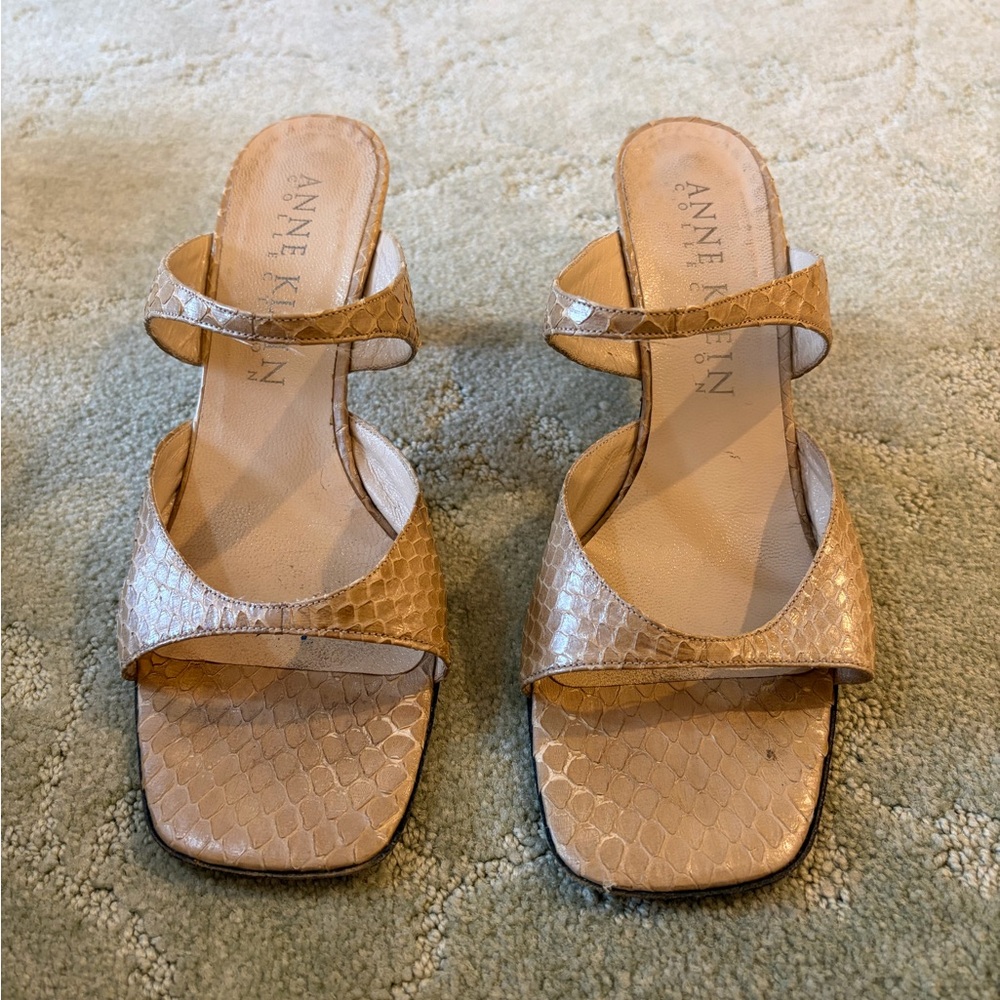 Anne Klein Collection Heeled Sandals with a Snakeskin Pattern